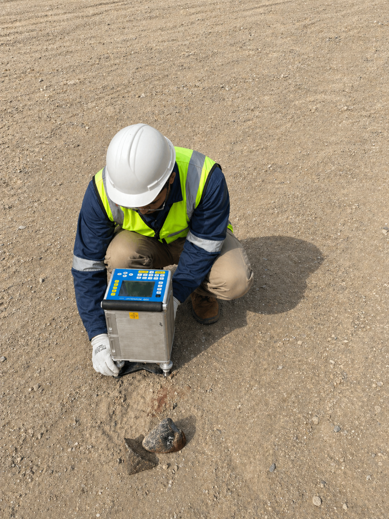 National Rocks geophysical gravity instrument survey in field