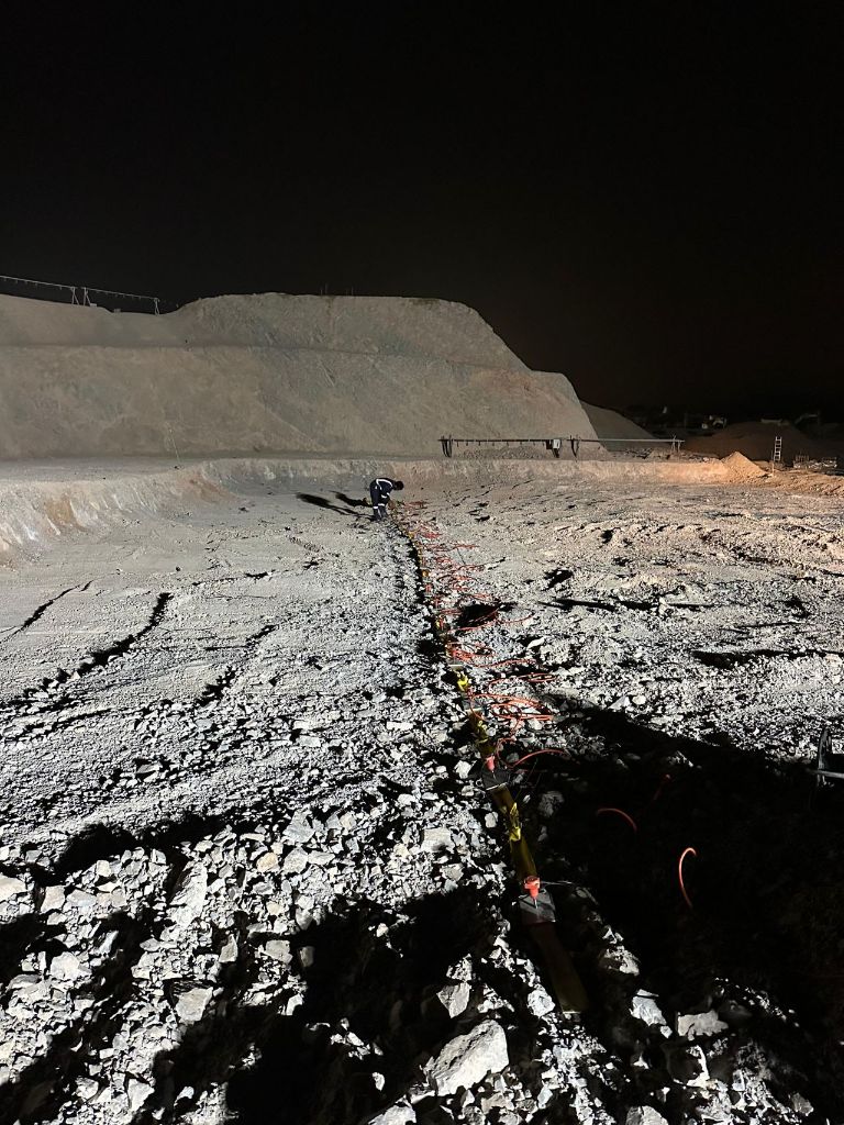 Night-time ERT survey at quarry